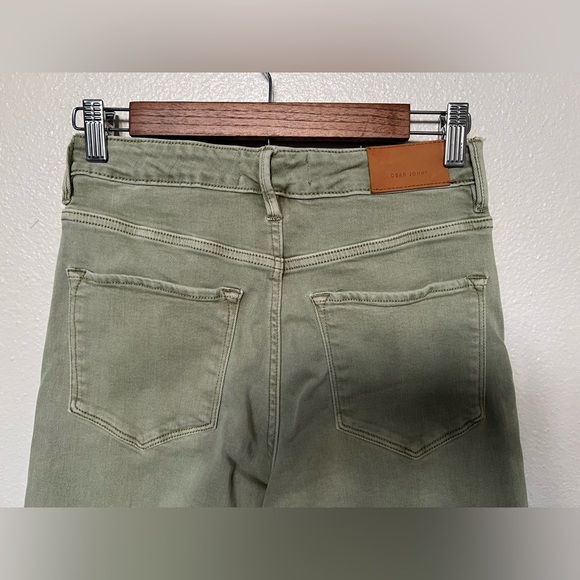 Dear John cool sage green wide leg denim jeans distressed trim - Picture 5 of 6